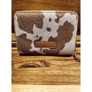Simply Southern Cow Print Faux Calf Hair Zippered Key ID Card Wallet